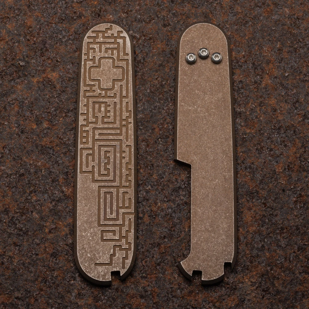 Daily Customs Labyrinth Rusty Titanium Plus Handles For 91.2 Mm Swiss Army Knives 3 Daily Customs Labyrinth Rusty Titanium Plus Handles For 91.2 Mm Swiss Army Knives