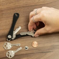 KeySmart Leather Compact Key Holder -Chefs Knives Store KS019BLKLEA KeySmart Black Leather Assembly x1000