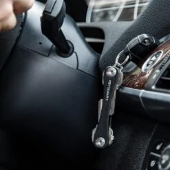 KeySmart Leather Compact Key Holder -Chefs Knives Store KS019BLKLEA KeySmart Black Leather in Car Ignition