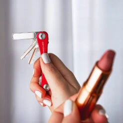 KeySmart NanoFile Keychain Nail File And Mirror -Chefs Knives Store KS112SS KeySmart NanoFile Mirror in Use