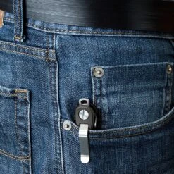 KeySmart Rugged Compact Key Holder -Chefs Knives Store KS607BLK KeySmart Rugged Black Pocket Clip in Use x1000