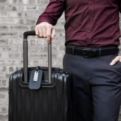 KeySmart RecoverID Anonymous Lost And Found Tag -Chefs Knives Store KS701SS KeySmart RecoverID Tag on Luggage