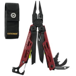 Leatherman Signal Multi-Tool With Nylon Sheath -Chefs Knives Store LT832743 Crimson Signal Open with Pouch