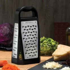 Microplane Elite Box Grater -Chefs Knives Store MP34009 Microplane Elite Box Grater Coarse Side with Food