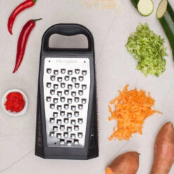 Microplane Elite Box Grater -Chefs Knives Store MP34009 Microplane Elite Box Grater with Grated Foods
