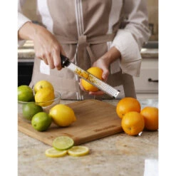 Microplane Premium Classic Zester/Grater -Chefs Knives Store MP46020 Microplane Grater Zester Zesting Oranges Back View