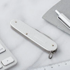 Victorinox Cadet Swiss Army Knife -Chefs Knives Store SA0260126 Cadet Silver Closed Back Panel Lifestyle