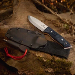 Victorinox Outdoor Master Mic Large Fixed-blade Knife -Chefs Knives Store SA42261 Outdoor Master Large Beside Sheath on Log