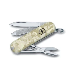 Victorinox Wounded Warrior Project Tan Camo Classic SD Swiss Army Knife -Chefs Knives Store SAK ClassicSD TanCameo B3 55524 58mm S3