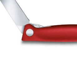 Swiss Classic 4.3" Foldable Paring Knife By Victorinox 14 Swiss Classic 4.3" Foldable Paring Knife By Victorinox -Chefs Knives Store VF67801F Red Folding Parer Locking Mechanism Closeup