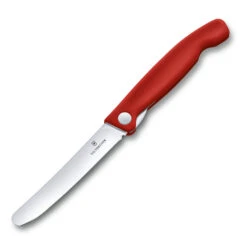 Swiss Classic 4.3" Foldable Paring Knife By Victorinox 12 Swiss Classic 4.3" Foldable Paring Knife By Victorinox -Chefs Knives Store VF67801F Red Folding Parer Open Front