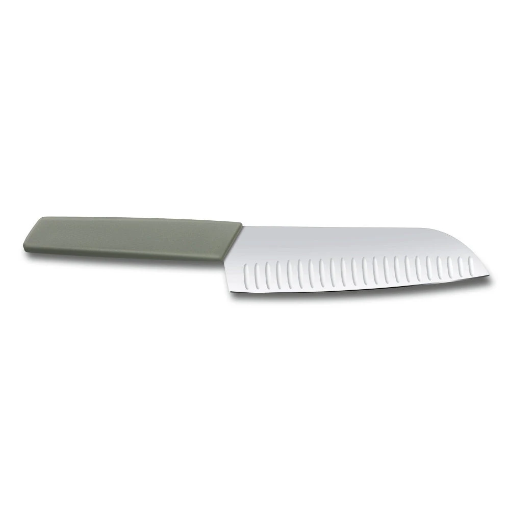 Swiss Modern Colors 7.5" Granton Edge Santoku Knife In Olive Green By Victorinox 6 Swiss Modern Colors 7.5" Granton Edge Santoku Knife In Olive Green By Victorinox - Image 4
