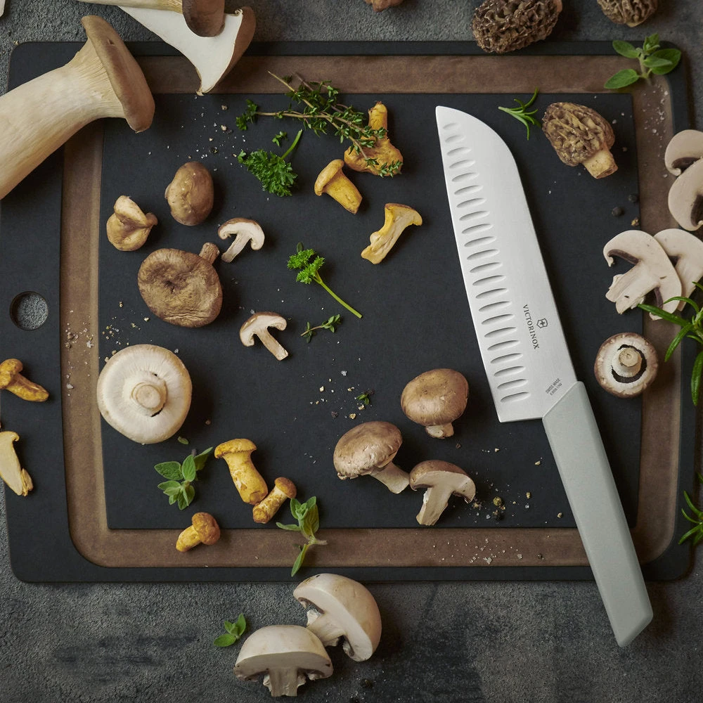 Swiss Modern Colors 7.5" Granton Edge Santoku Knife In Olive Green By Victorinox 9 Swiss Modern Colors 7.5" Granton Edge Santoku Knife In Olive Green By Victorinox - Image 7